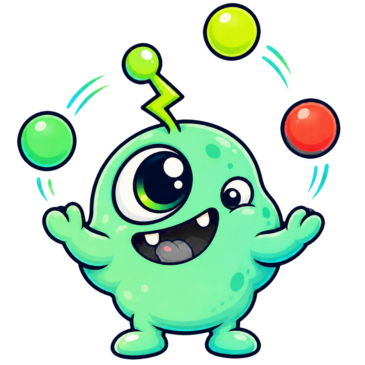 MULTI-TASKING — Blip mascot artwork