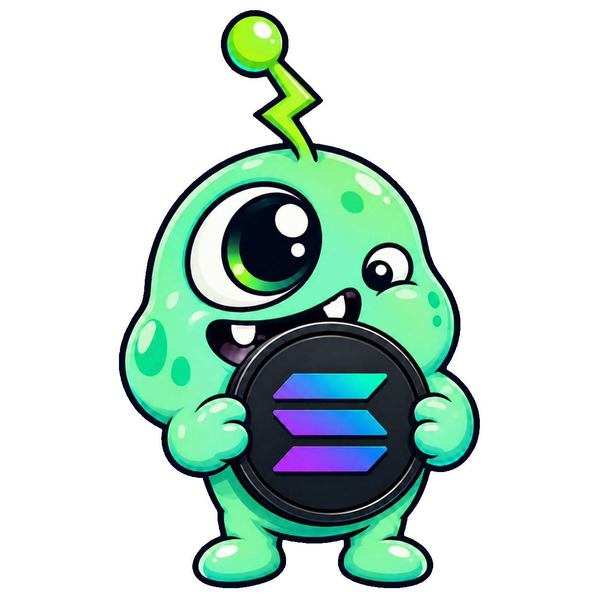 Blip holding a Solana coin